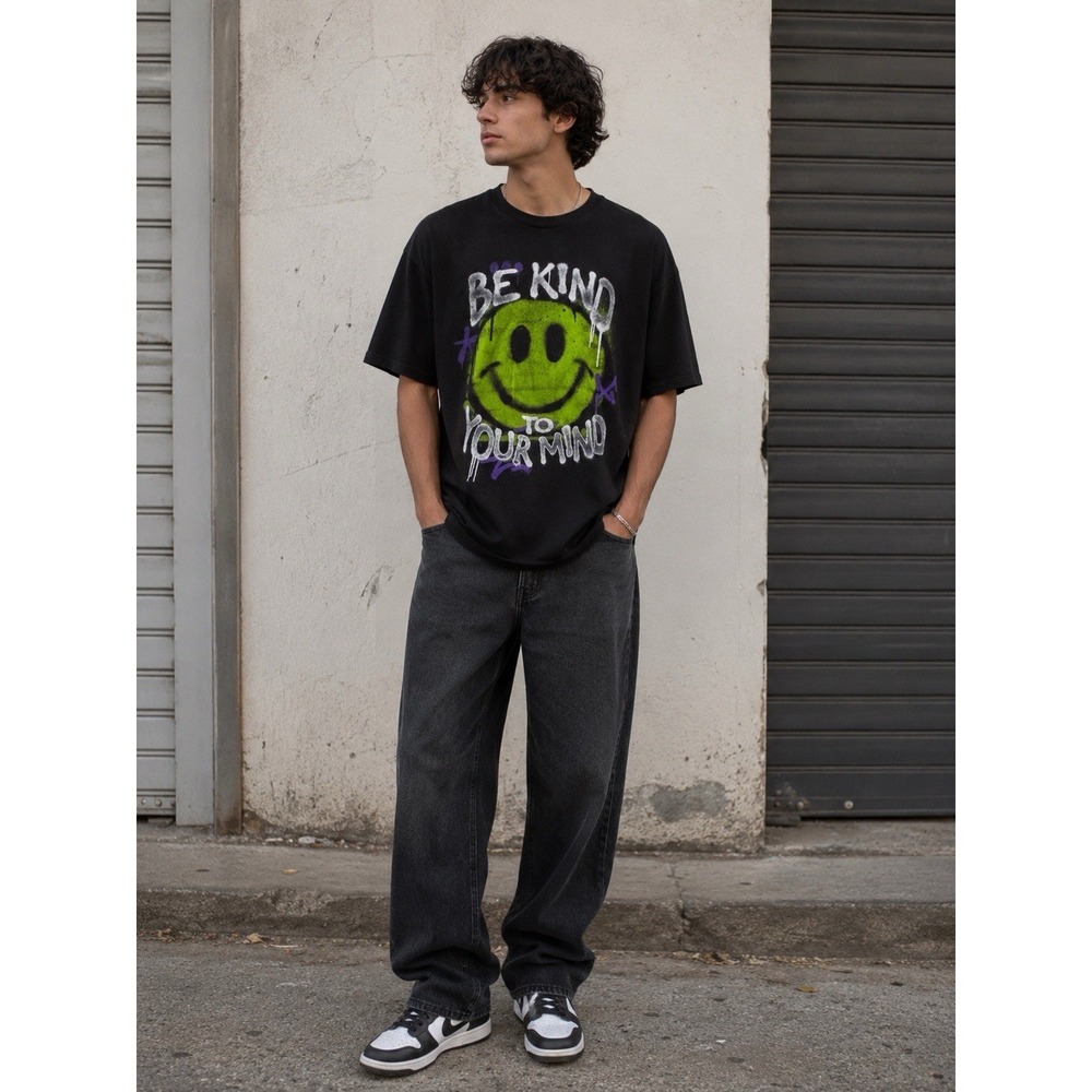 DOM Smiley Face T Shirt Mens XXL Be Kind To Your Mind Graffitti Graphic Art